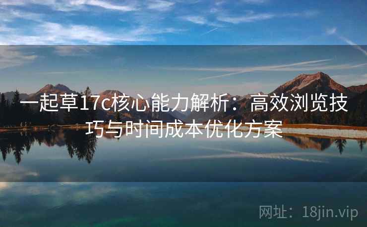 一起草17c核心能力解析：高效浏览技巧与时间成本优化方案